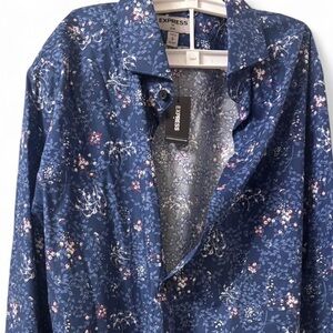 Express Navy Floral Button-Up Shirt